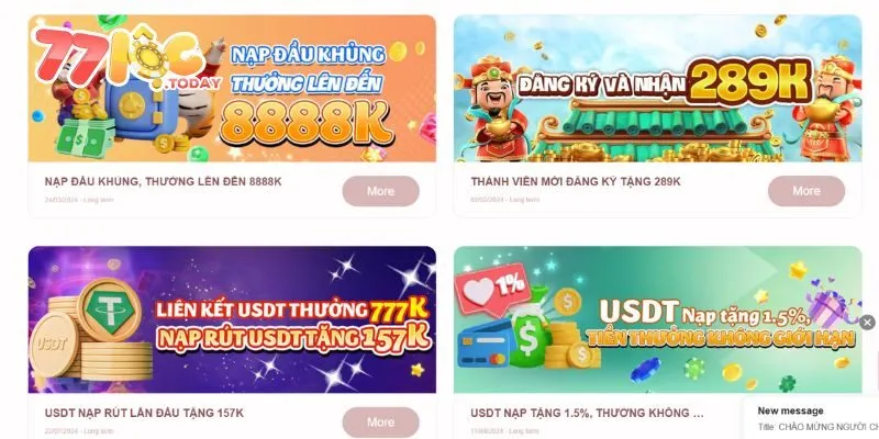 KHUYẾN MÃI 77LOC 1 Hội viên VIP nhận thưởng 265K