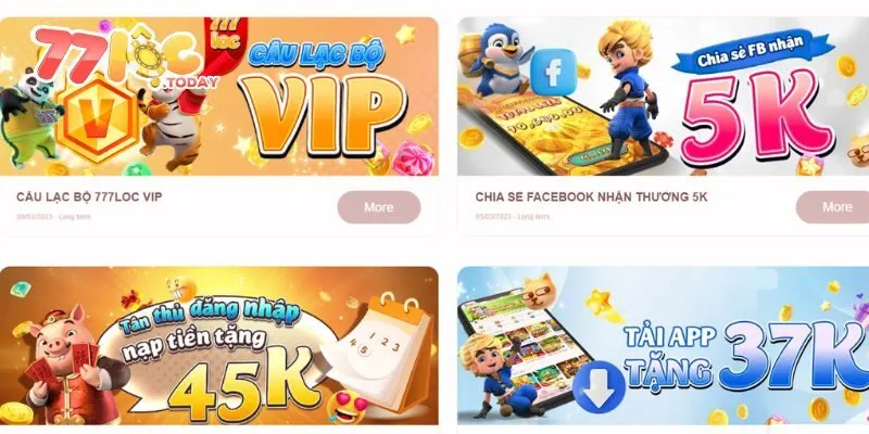 KHUYẾN MÃI 77LOC 2 Khuyến mãi 77loc với 6 khoản tiền thưởng miễn phí hấp dẫn