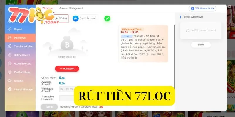 Hướng Dẫn Rút Tiền 77loc Về Bằng 2 Phương Thức 1 Rút Tiền 77Loc